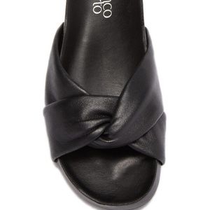 Black Leather Slides- Franco Sarto